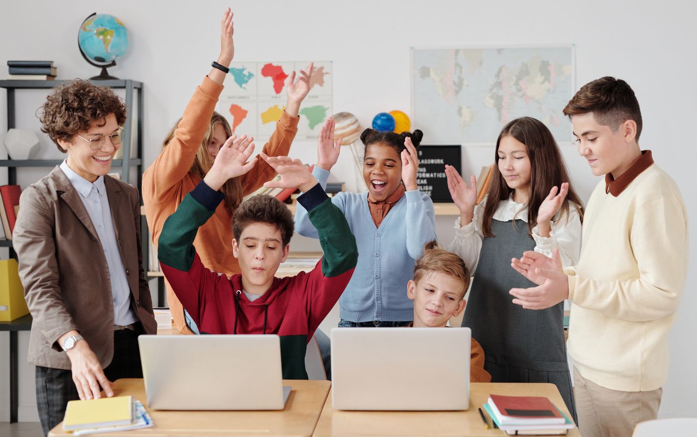 High school students studying